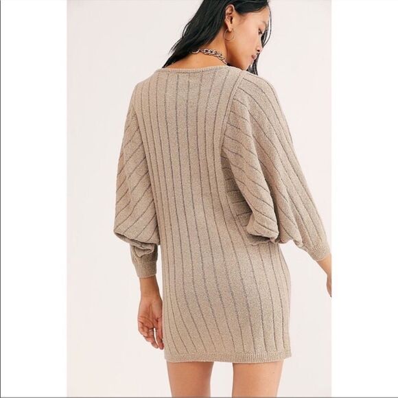 Free People Beach Mauna Kea Mini Knit Tunic Dress in Tan Size Medium - Picture 2 of 9